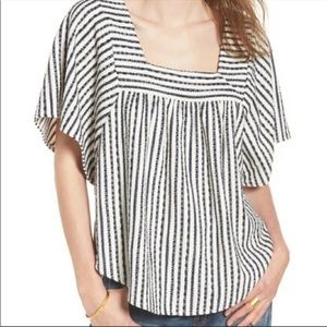 Madewell Black and White Striped Blouse